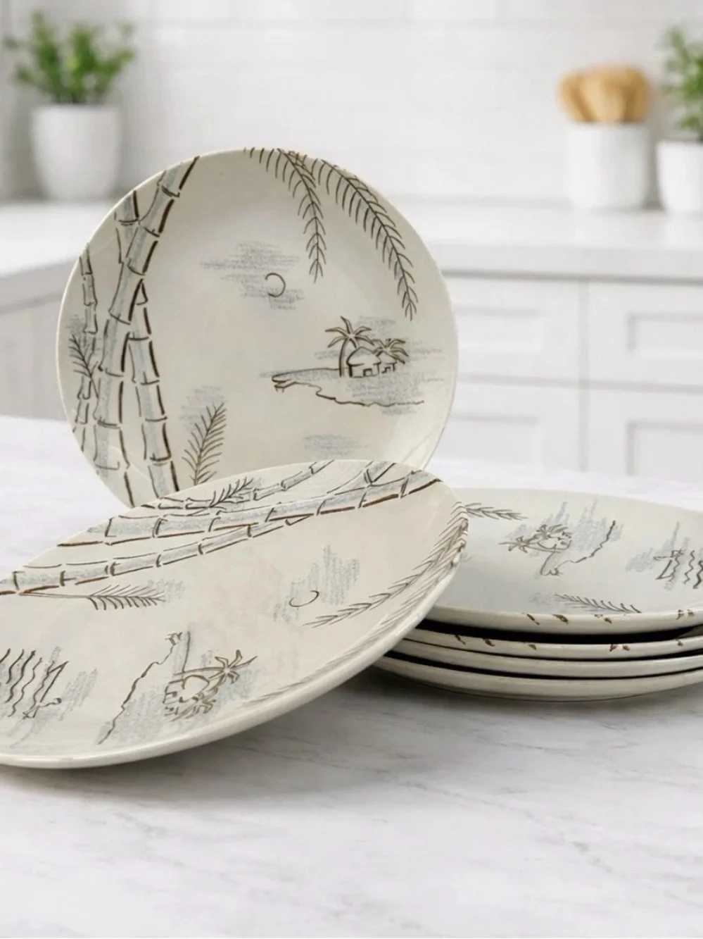 Vintage Harmony House Caribbean 19 Pc Dinnerware Set Japan Dawn Gray Spice